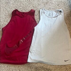 Two Nike Maroon and Light Gray Tank Tops. Great workout tops.